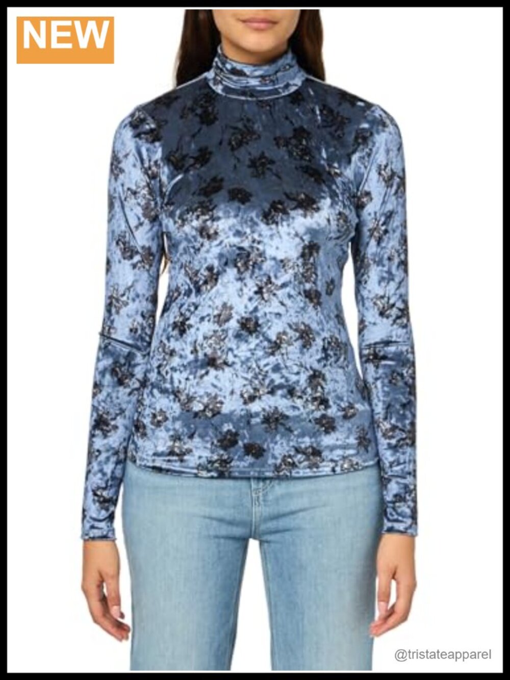 Women's Stretch Velvet Printed Blouse Long Sleeve